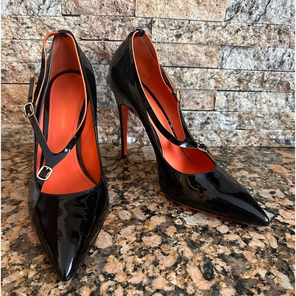 Santoni Patent Leather Heels Court